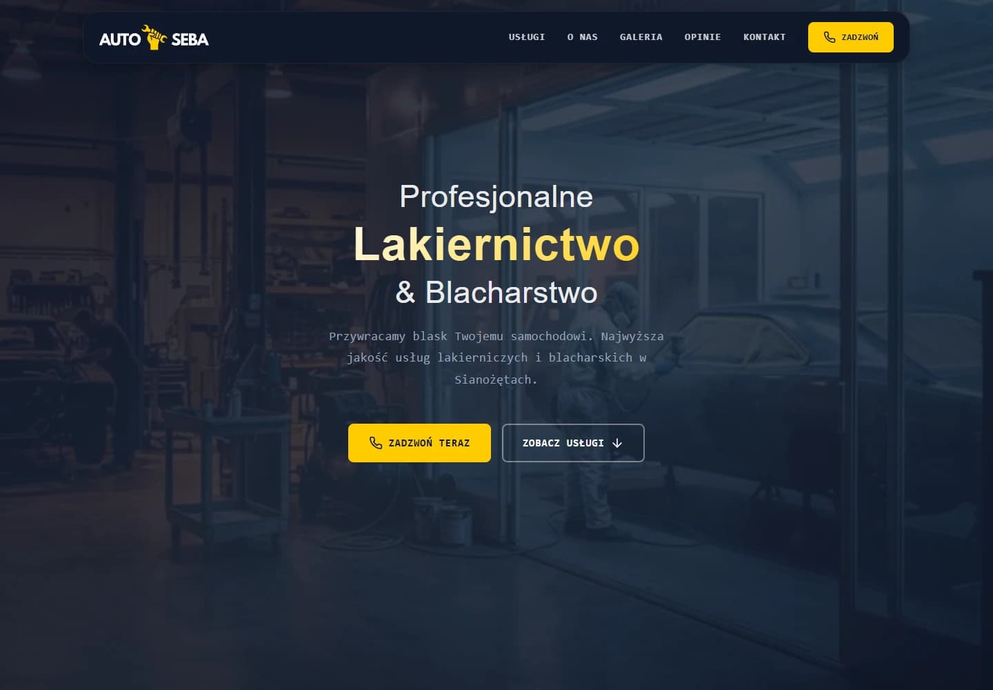 Strona internetowa AUTO SEBA — lakiernictwo i blacharstwo samochodowe